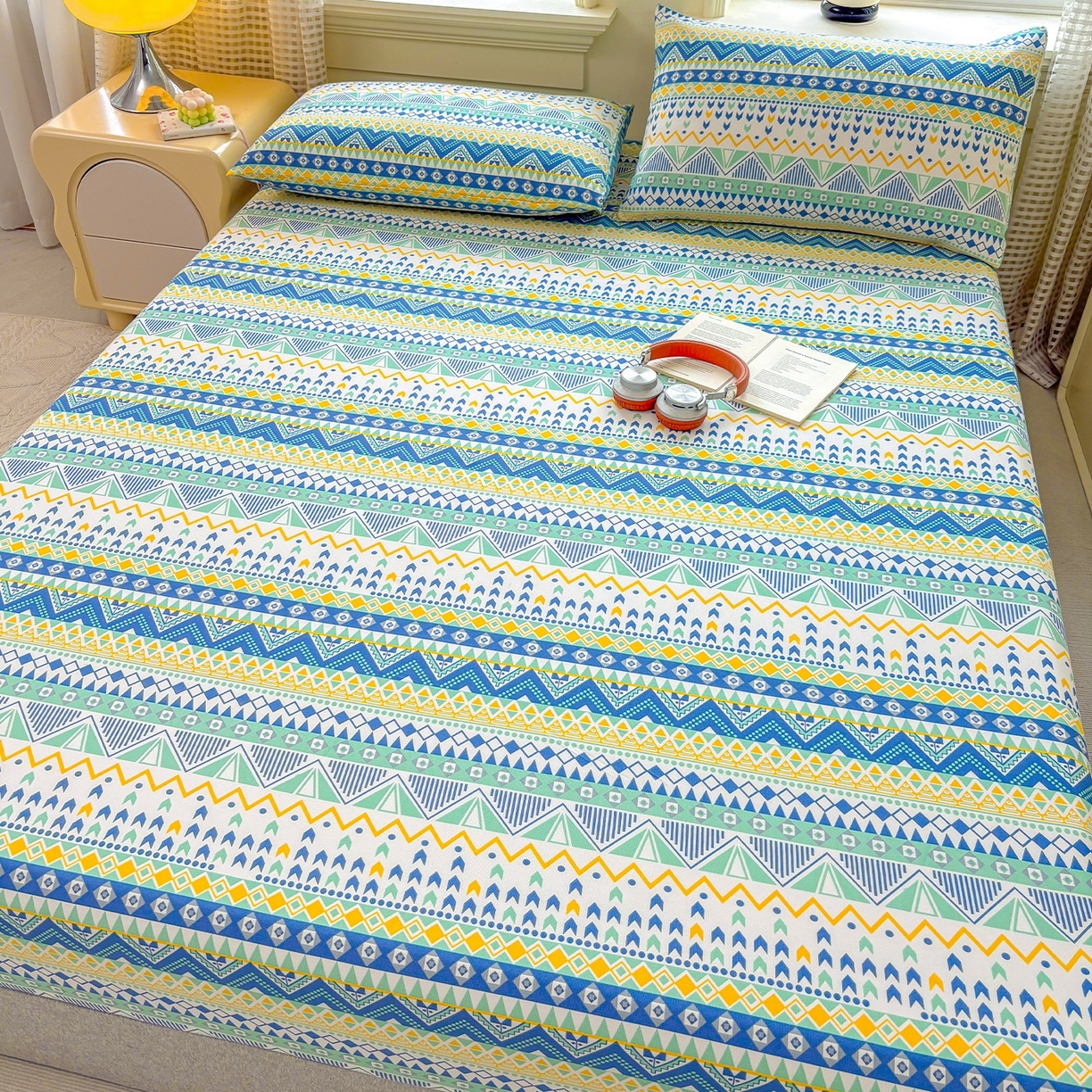 91家纺网 家纺一手货源 找家纺 青泽家纺 2025新款原棉老粗布床笠系列 追梦