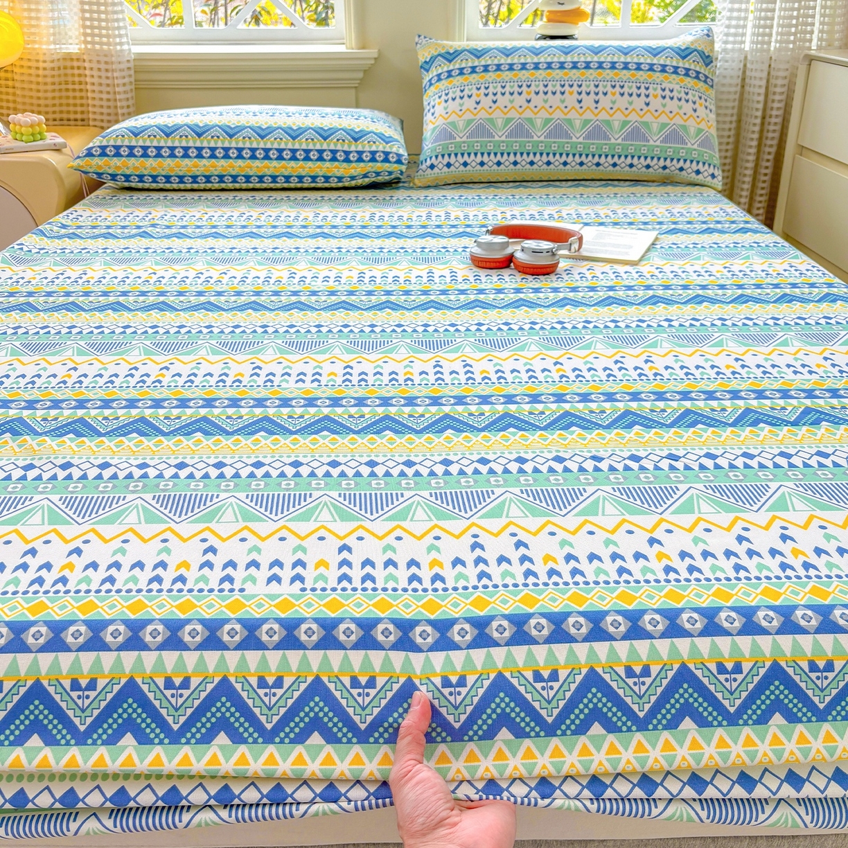 91家纺网 家纺一手货源 找家纺 青泽家纺 2025新款原棉老粗布床笠系列 追梦