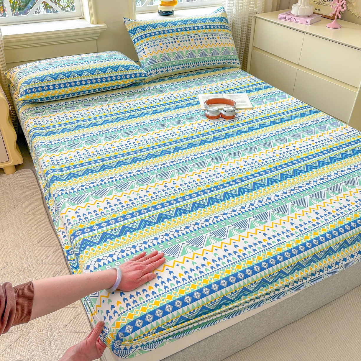 91家纺网 家纺一手货源 找家纺 青泽家纺 2025新款原棉老粗布床笠系列 追梦