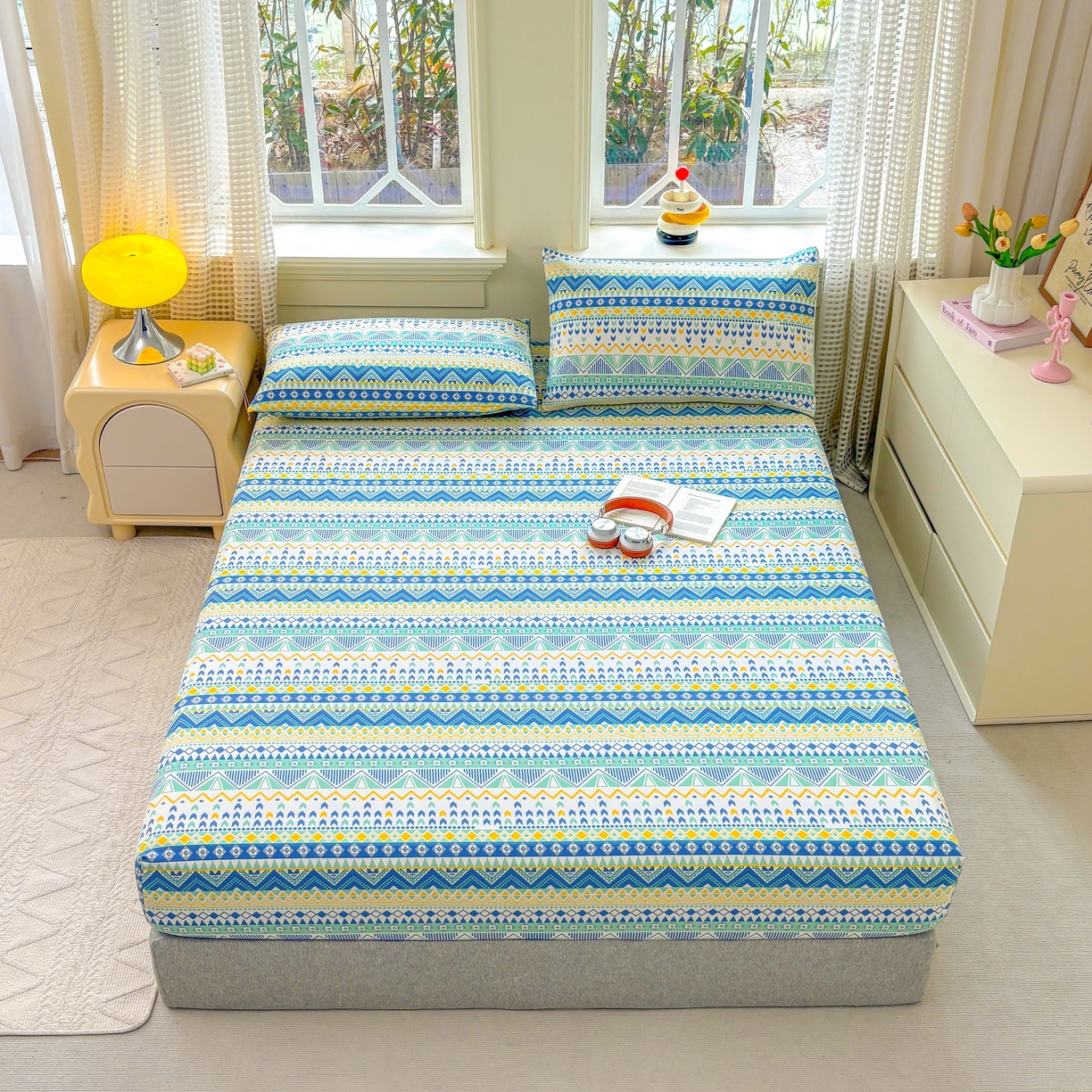 91家纺网 家纺一手货源 找家纺 青泽家纺 2025新款原棉老粗布床笠系列 追梦