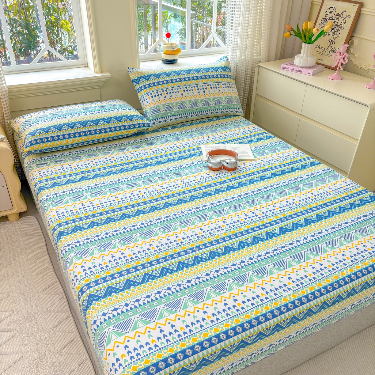 91家纺网 家纺一手货源 找家纺 青泽家纺 2025新款原棉老粗布床笠系列 追梦