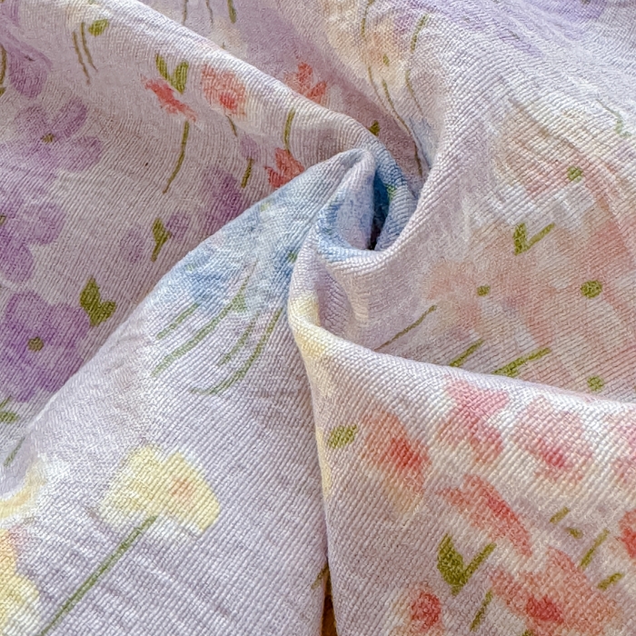 91家纺网 家纺一手货源 找家纺 贝扬思家纺 2026新款云感双层纱抗菌花边夏被-晴风系列 晴风-薰衣草