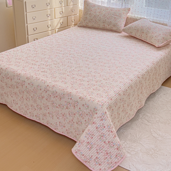 91家纺网 家纺一手货源 找家纺 贝扬思家纺 2026新款云感双层纱7A抗菌夏被四件套系列-栀夏系列 栀夏-序曲粉