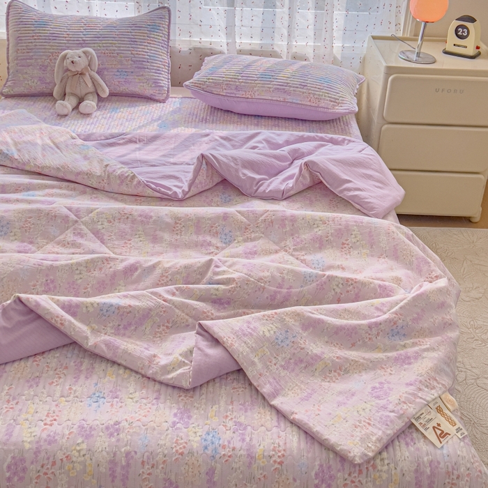 贝扬思家纺 2026新款云感双层纱7A抗菌夏被四件套系列-栀夏系列 栀夏-熏衣草