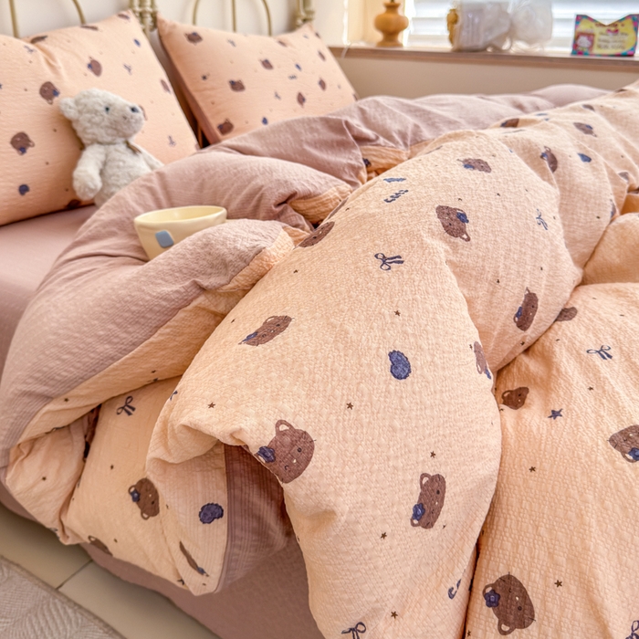 91家纺网 家纺一手货源 找家纺 （总）梦舒阳家纺 新款泡芙棉双层纱四件套皱皱纱四季款泡芙纱四件套现货充足