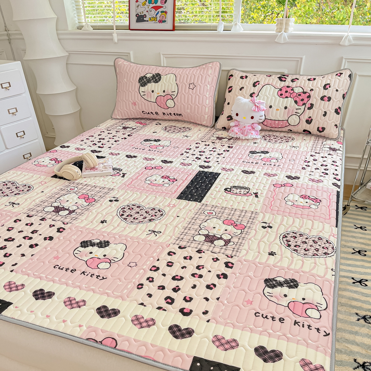 摩妮卡 2026新款数码大版小清新乳胶凉席床席款三件套-场景一 心动收藏小屋