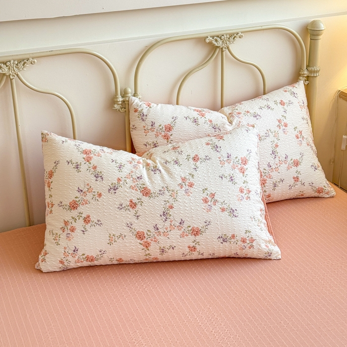 91家纺网 家纺一手货源 找家纺 梦舒阳家纺 新款泡芙棉双层纱四件套皱皱纱四季款泡芙纱四件套现货充足 春暖花开