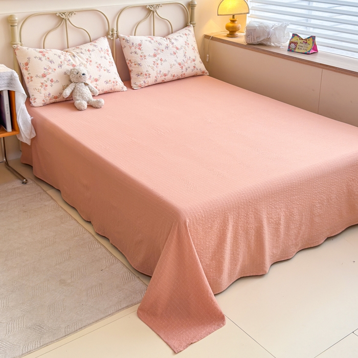 91家纺网 家纺一手货源 找家纺 梦舒阳家纺 新款泡芙棉双层纱四件套皱皱纱四季款泡芙纱四件套现货充足 春暖花开