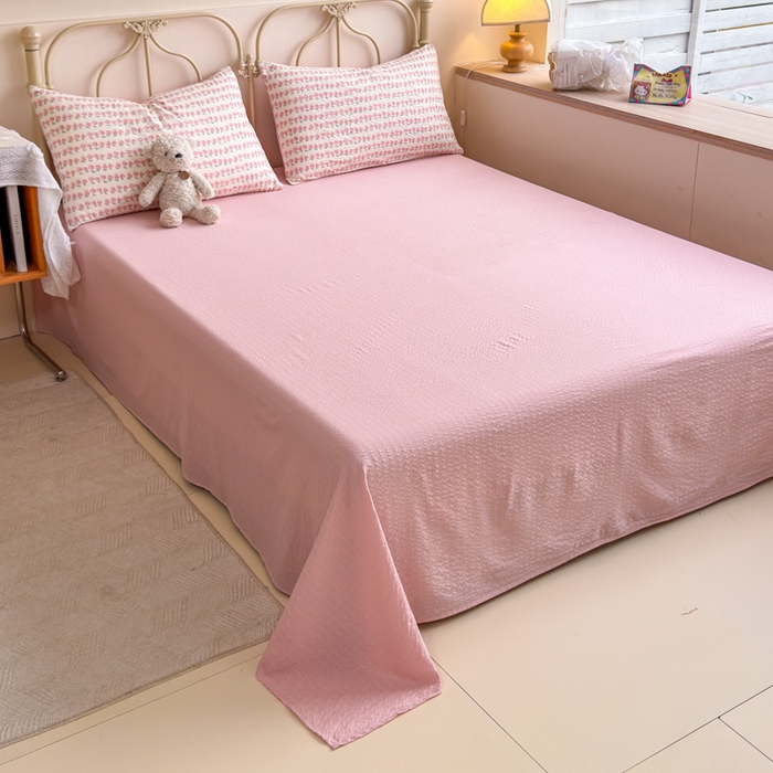 91家纺网 家纺一手货源 找家纺 梦舒阳家纺 新款泡芙棉双层纱四件套皱皱纱四季款泡芙纱四件套现货充足 花海