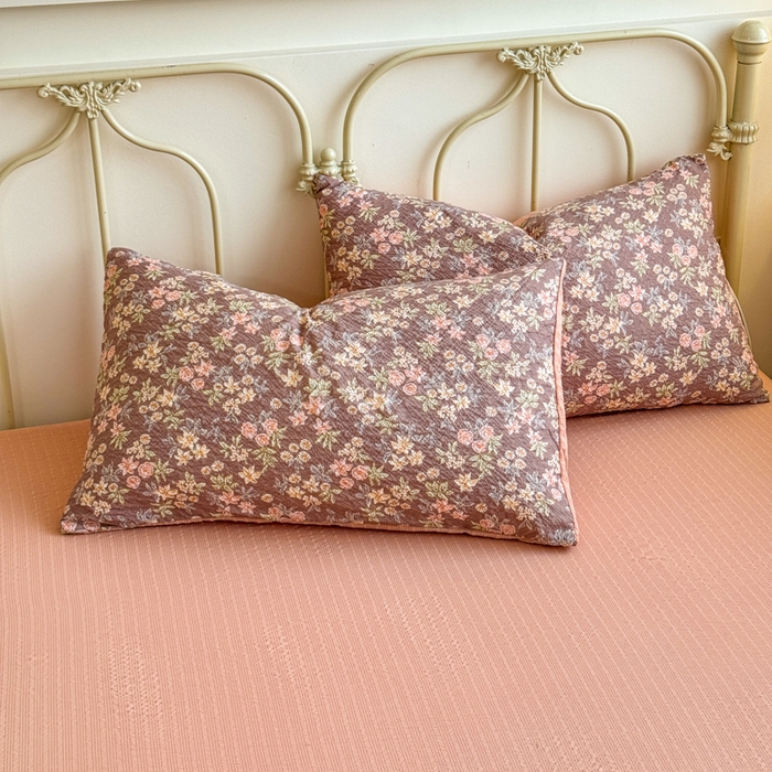 91家纺网 家纺一手货源 找家纺 梦舒阳家纺 新款泡芙棉双层纱四件套皱皱纱四季款泡芙纱四件套现货充足 桔园