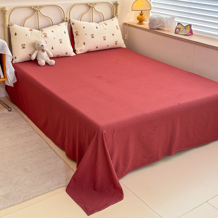 91家纺网 家纺一手货源 找家纺 梦舒阳家纺 新款泡芙棉双层纱四件套皱皱纱四季款泡芙纱四件套现货充足 圣诞狗