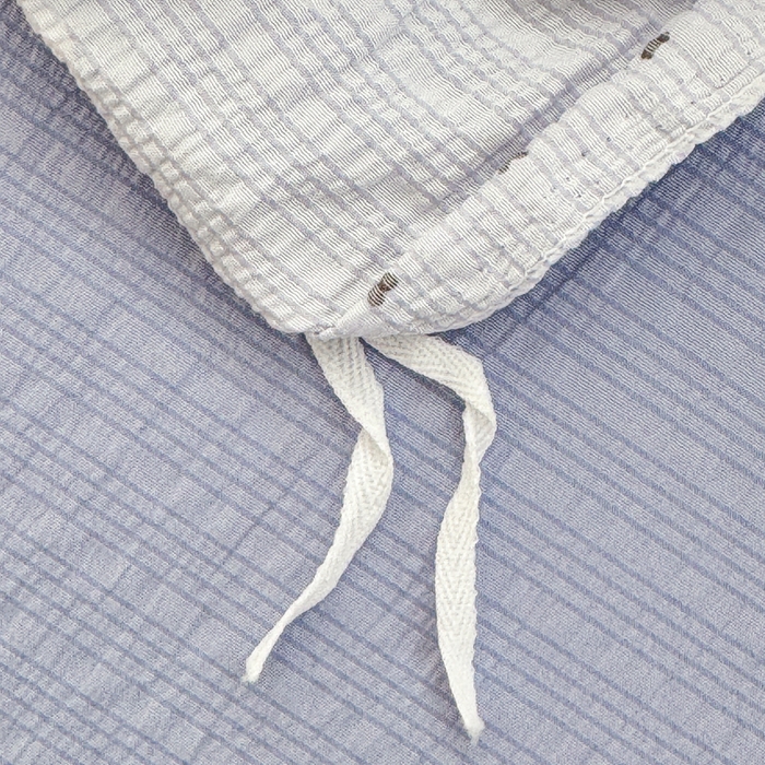 91家纺网 家纺一手货源 找家纺 梦舒阳家纺 新款泡芙棉双层纱四件套皱皱纱四季款泡芙纱四件套现货充足 兔兔蓝