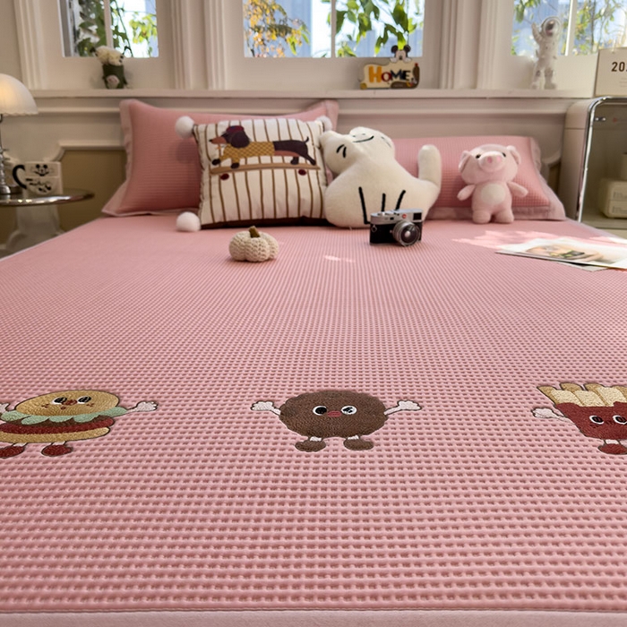 91家纺网 家纺一手货源 找家纺 （总）莱家富 2026新款A类乙纶冰豆豆凉席冰丝席-华夫格绣花