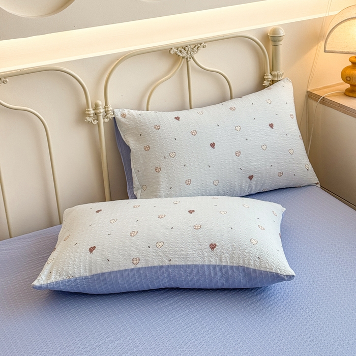 91家纺网 家纺一手货源 找家纺 梦舒阳家纺 新款泡芙棉双层纱四件套皱皱纱四季款泡芙纱四件套现货充足 兰心