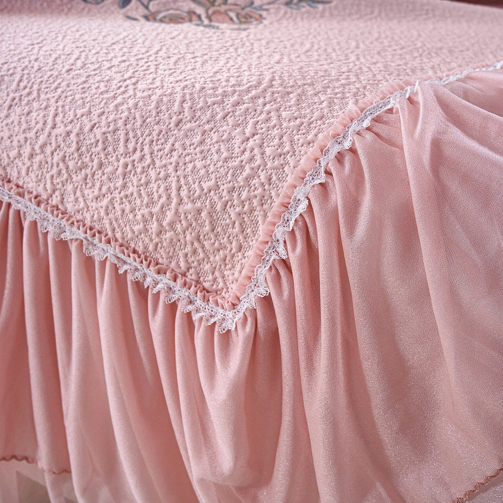 91家纺网 家纺一手货源 找家纺 （总）莱家富 2026新款A类凉感豆豆席床裙款凉席席子-闭月羞花