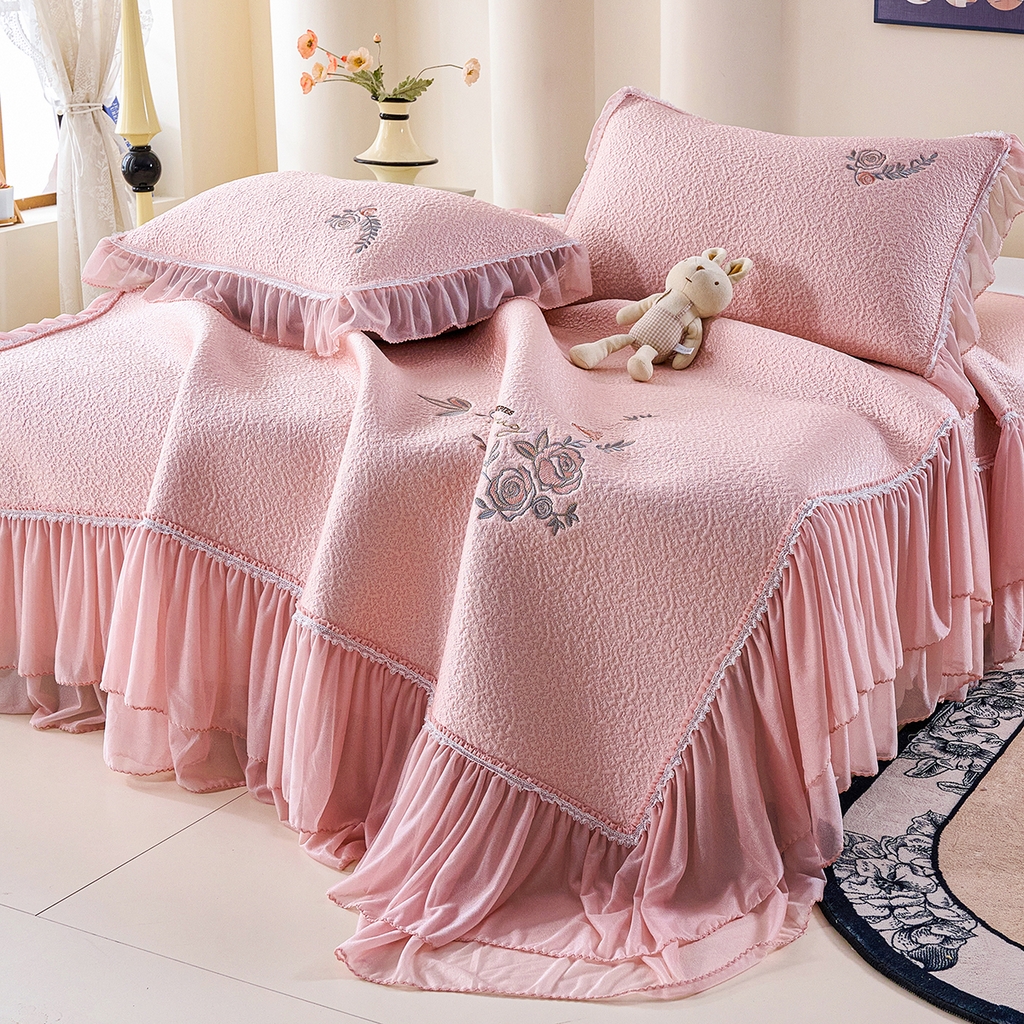 91家纺网 家纺一手货源 找家纺 （总）莱家富 2026新款A类凉感豆豆席床裙款凉席席子-闭月羞花