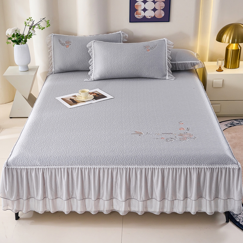 91家纺网 家纺一手货源 找家纺 （总）莱家富 2026新款A类凉感豆豆席床裙款凉席席子-闭月羞花