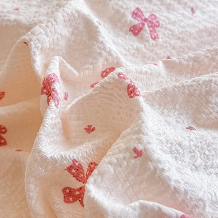 91家纺网 家纺一手货源 找家纺 梦舒阳家纺 新款泡芙棉双层纱四件套皱皱纱四季款泡芙纱四件套现货充足 若梦