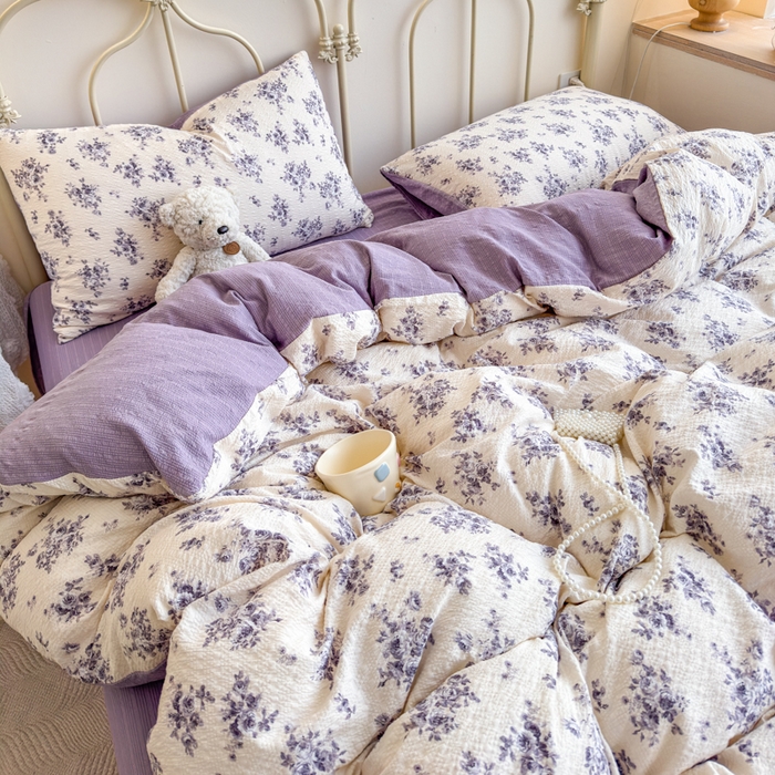 91家纺网 家纺一手货源 找家纺 梦舒阳家纺 新款泡芙棉双层纱四件套皱皱纱四季款泡芙纱四件套现货充足 芸汐