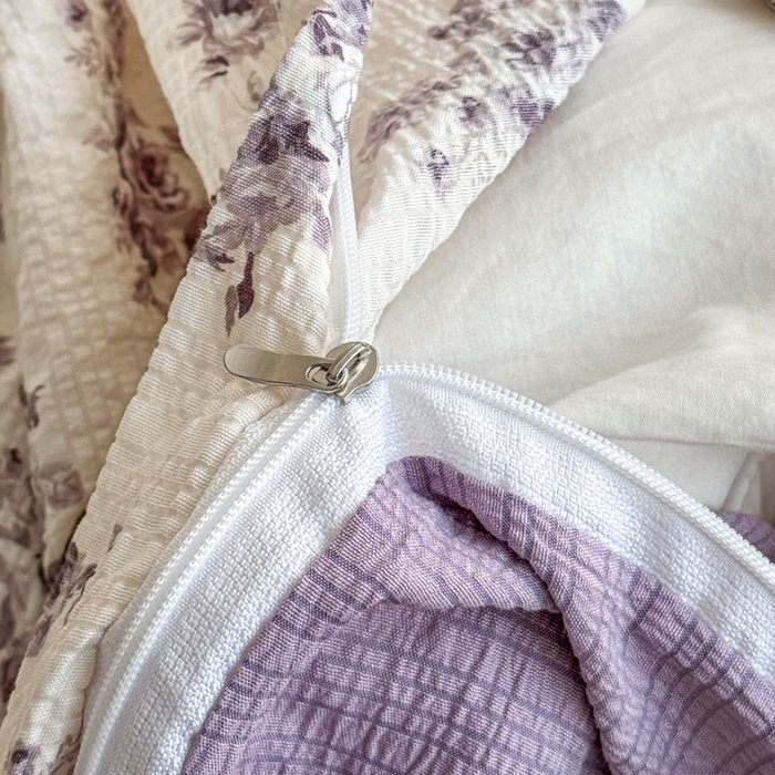 91家纺网 家纺一手货源 找家纺 梦舒阳家纺 新款泡芙棉双层纱四件套皱皱纱四季款泡芙纱四件套现货充足 芸汐