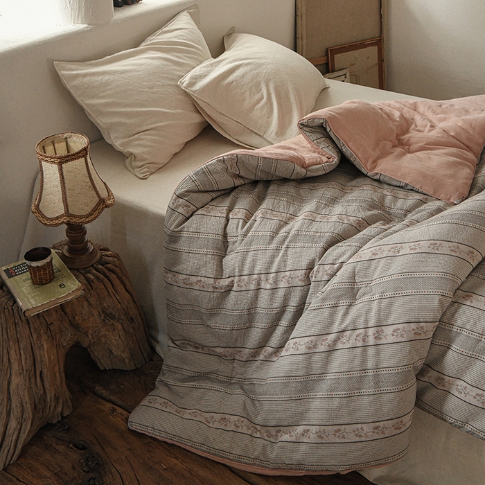 91家纺网 家纺一手货源 找家纺 （总）松色家居 2026新款全棉色织四件套-雾屿蔷薇