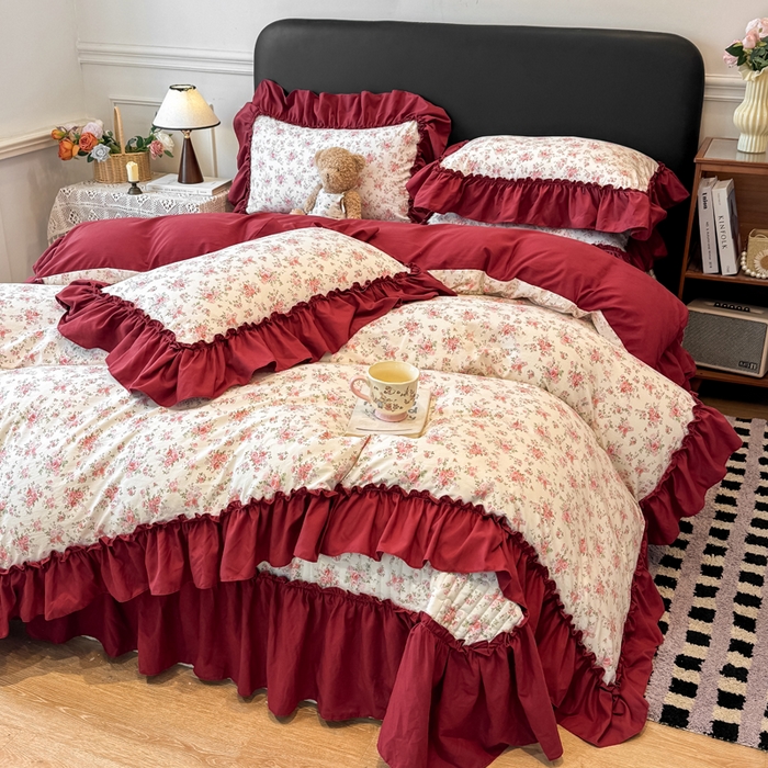 91家纺网 家纺一手货源 找家纺 （总）云木里 2026新款古法水洗棉印花床盖四件套