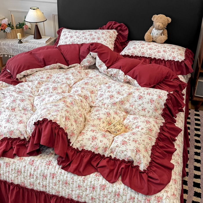 91家纺网 家纺一手货源 找家纺 （总）云木里 2026新款古法水洗棉印花床盖四件套