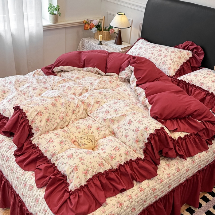 91家纺网 家纺一手货源 找家纺 （总）云木里 2026新款古法水洗棉印花床盖四件套