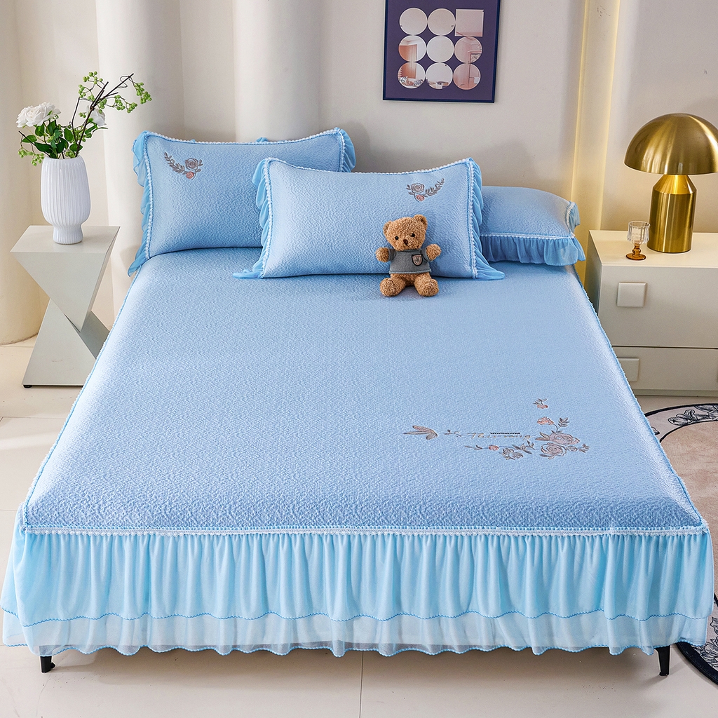 91家纺网 家纺一手货源 找家纺 （总）莱家富 2026新款A类凉感豆豆席凉席席子-床裙款