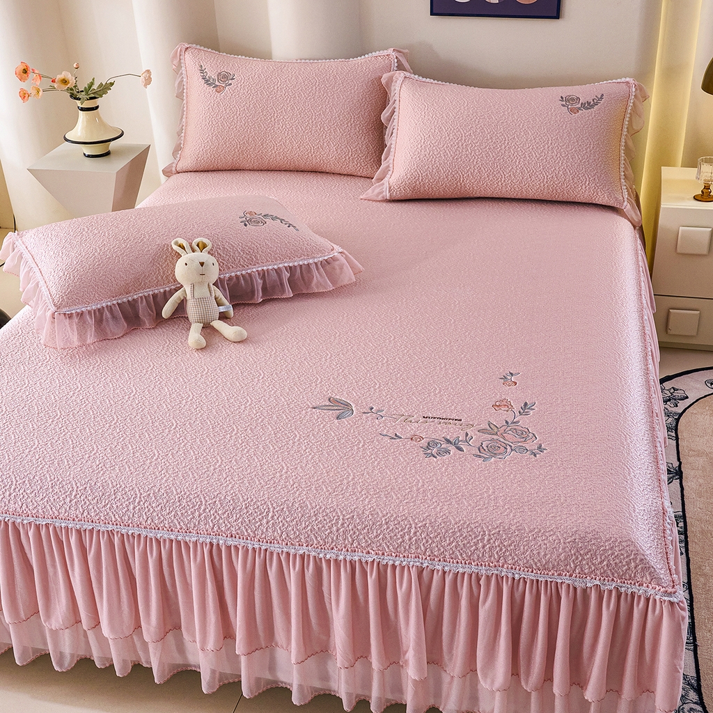 91家纺网 家纺一手货源 找家纺 （总）莱家富 2026新款A类凉感豆豆席凉席席子-床裙款