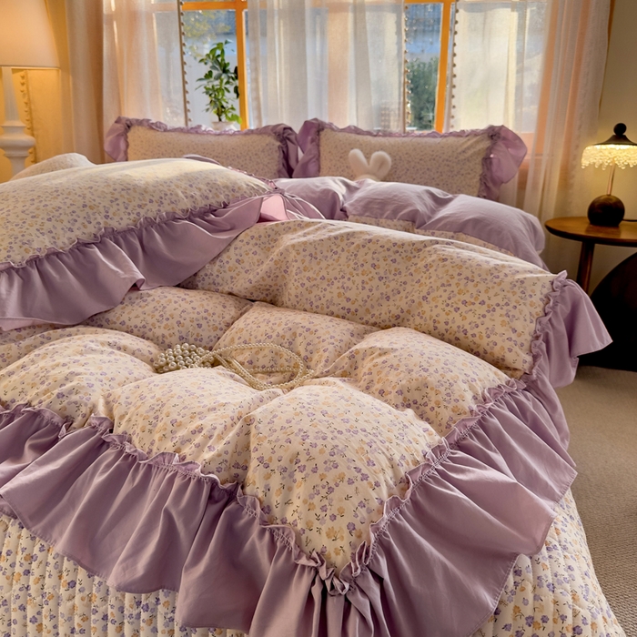 91家纺网 家纺一手货源 找家纺 （总）云木里 2026新款古法水洗棉印花床盖四件套