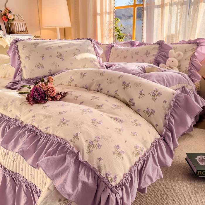 91家纺网 家纺一手货源 找家纺 （总）云木里 2026新款古法水洗棉印花床盖四件套