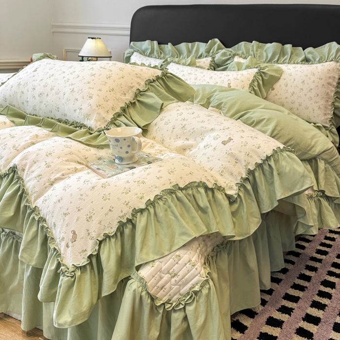 91家纺网 家纺一手货源 找家纺 （总）云木里 2026新款古法水洗棉印花床盖四件套