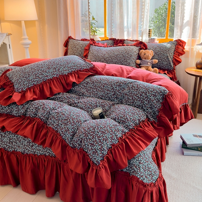 91家纺网 家纺一手货源 找家纺 （总）云木里 2026新款古法水洗棉印花床盖四件套