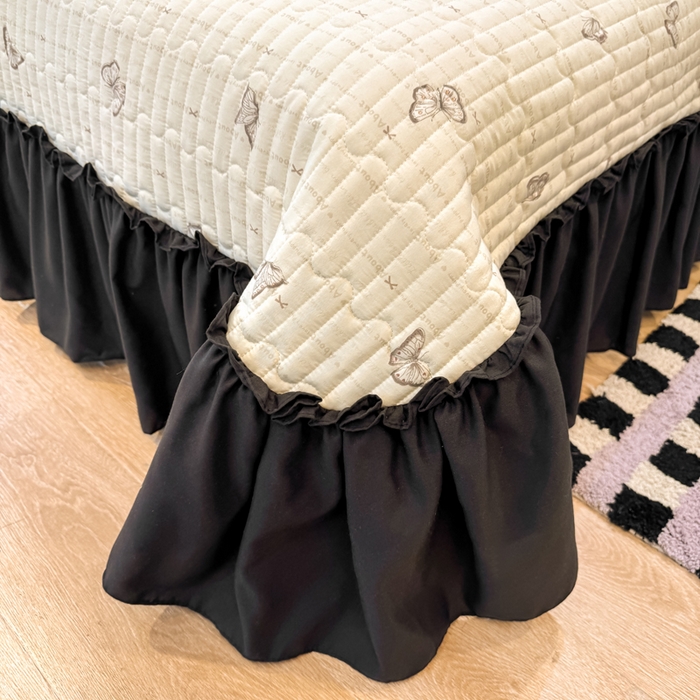 91家纺网 家纺一手货源 找家纺 云木里 2026新款古法水洗棉印花床盖四件套 黑蝴蝶