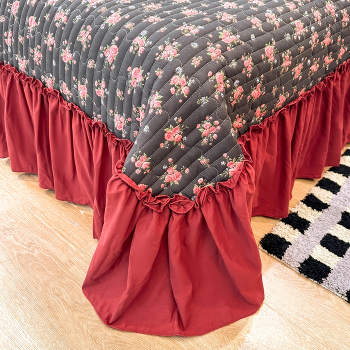 91家纺网 家纺一手货源 找家纺 云木里 2026新款古法水洗棉印花床盖四件套 花季