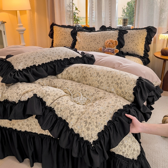 云木里 2026新款古法水洗棉印花床盖四件套 花间谣