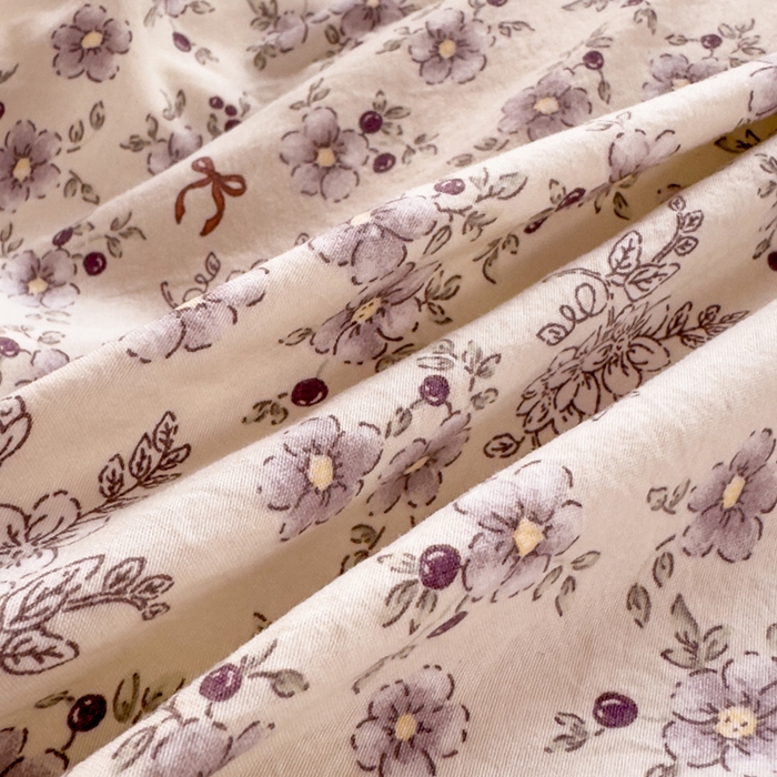 91家纺网 家纺一手货源 找家纺 云木里 2026新款古法水洗棉印花床盖四件套 花影浅吟