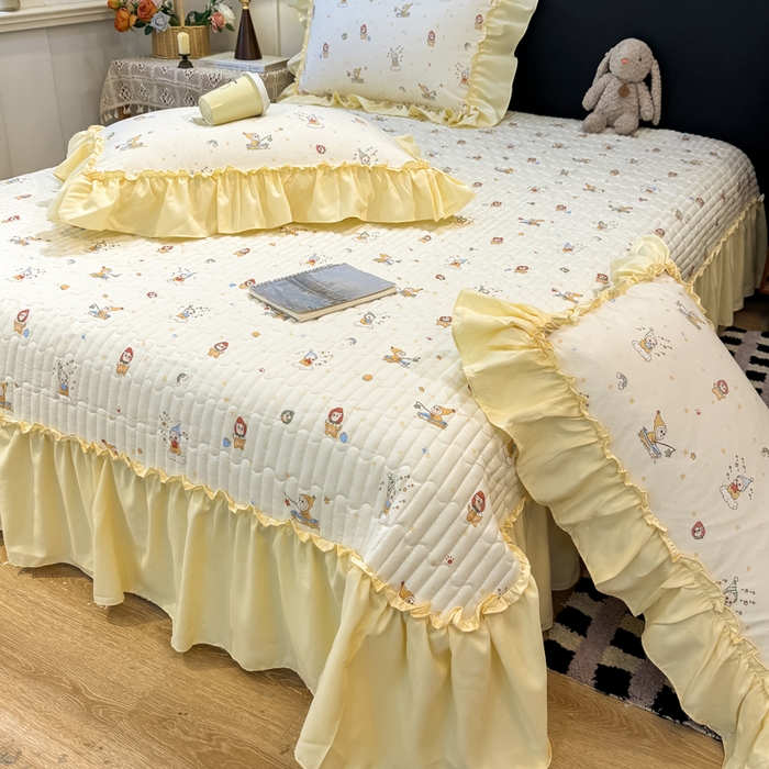 91家纺网 家纺一手货源 找家纺 云木里 2026新款古法水洗棉印花床盖四件套 精灵女孩