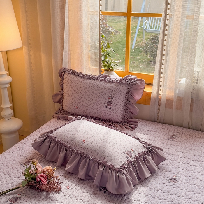 91家纺网 家纺一手货源 找家纺 云木里 2026新款古法水洗棉印花床盖四件套 漫野