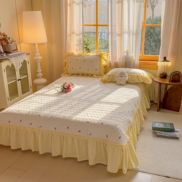 91家纺网 家纺一手货源 找家纺 云木里 2026新款古法水洗棉印花床盖四件套 莓果