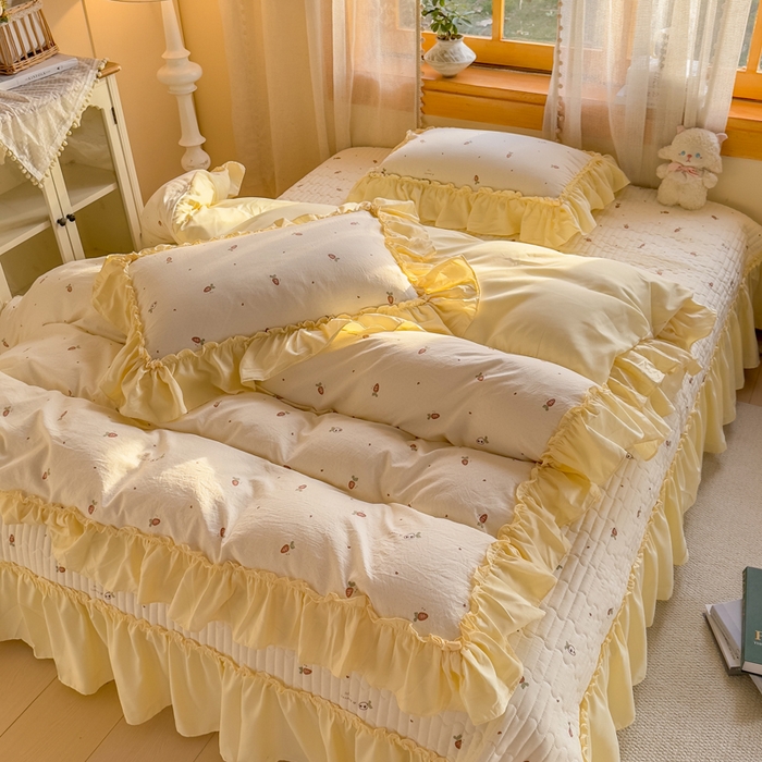 91家纺网 家纺一手货源 找家纺 云木里 2026新款古法水洗棉印花床盖四件套 莓果