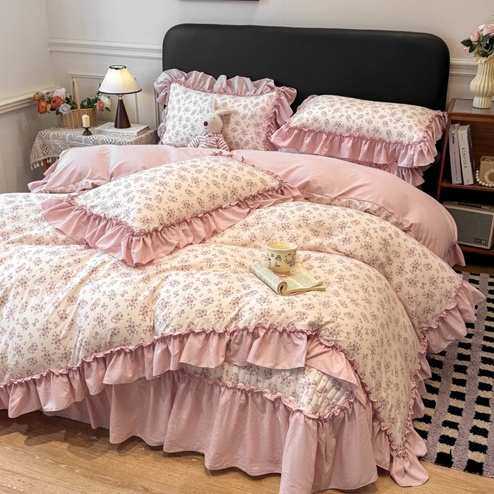 91家纺网 家纺一手货源 找家纺 云木里 2026新款古法水洗棉印花床盖四件套 七分甜