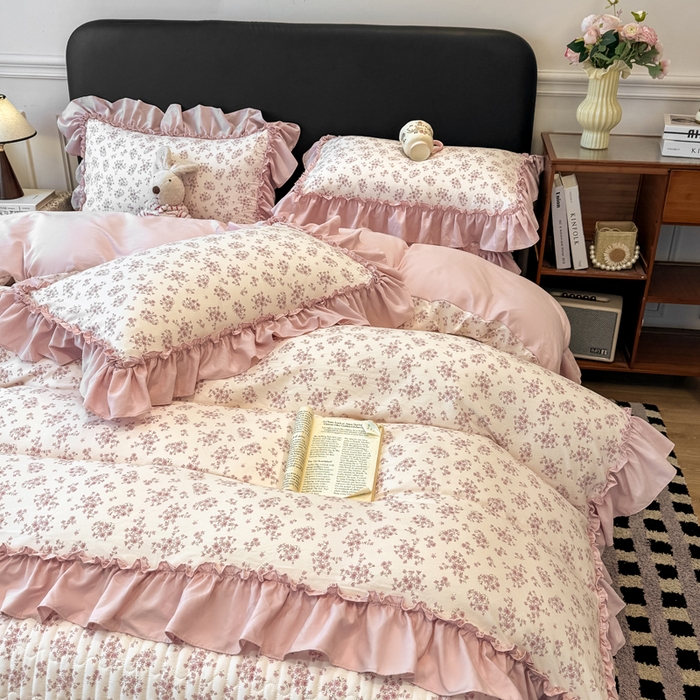 91家纺网 家纺一手货源 找家纺 云木里 2026新款古法水洗棉印花床盖四件套 七分甜