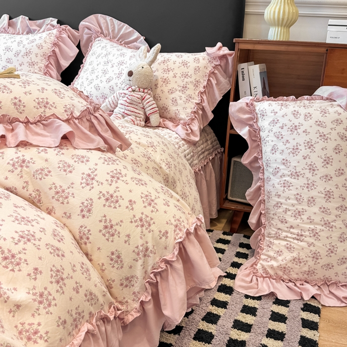 91家纺网 家纺一手货源 找家纺 云木里 2026新款古法水洗棉印花床盖四件套 七分甜