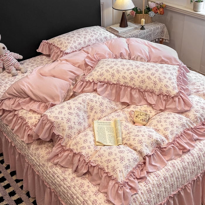 91家纺网 家纺一手货源 找家纺 云木里 2026新款古法水洗棉印花床盖四件套 七分甜