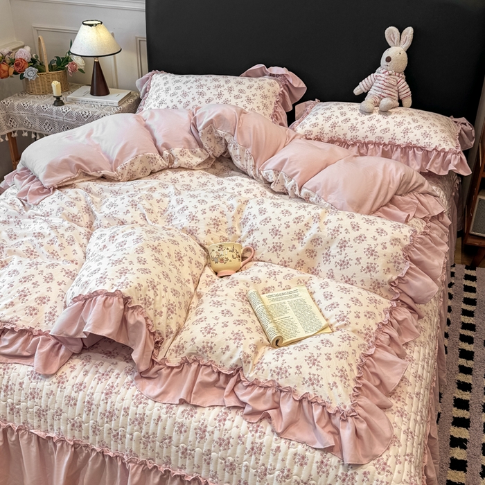 91家纺网 家纺一手货源 找家纺 云木里 2026新款古法水洗棉印花床盖四件套 七分甜