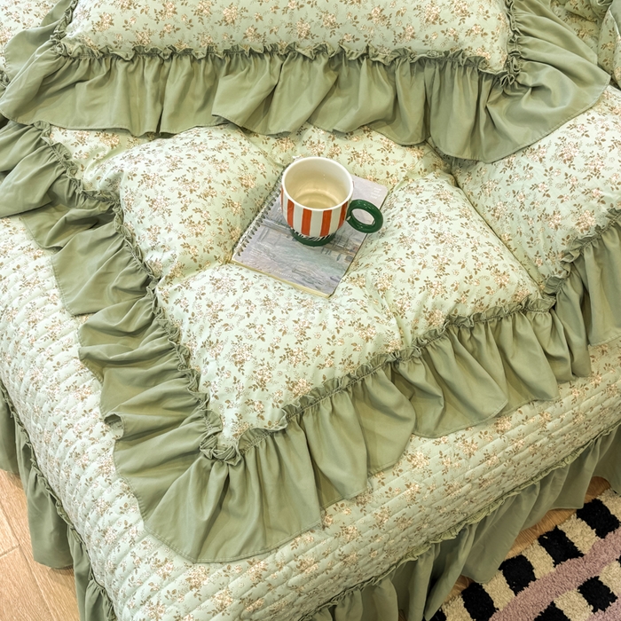 91家纺网 家纺一手货源 找家纺 云木里 2026新款古法水洗棉印花床盖四件套 秋海棠