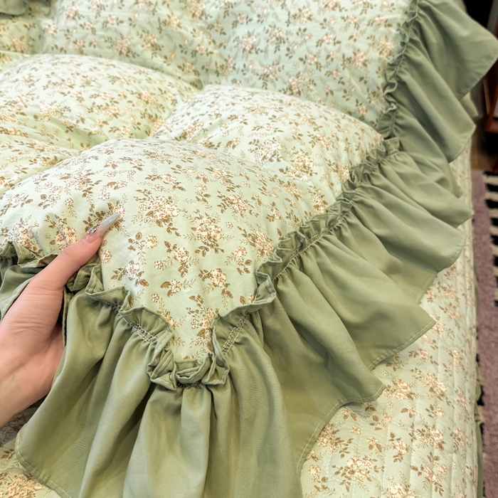 91家纺网 家纺一手货源 找家纺 云木里 2026新款古法水洗棉印花床盖四件套 秋海棠