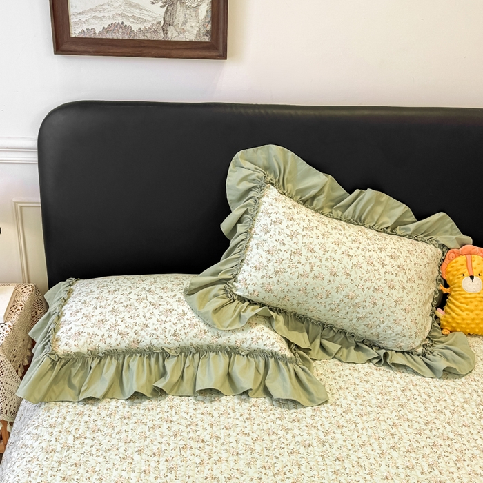 91家纺网 家纺一手货源 找家纺 云木里 2026新款古法水洗棉印花床盖四件套 秋海棠